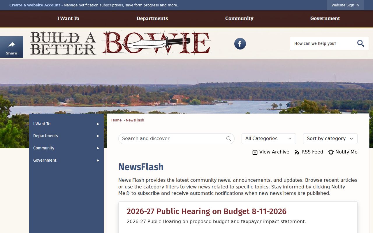 Bowie criminal records information on the Bowie Police Department page