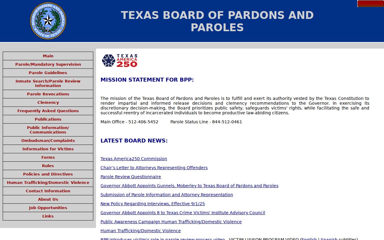 Montague County criminal record parole decisions through the Texas parole board