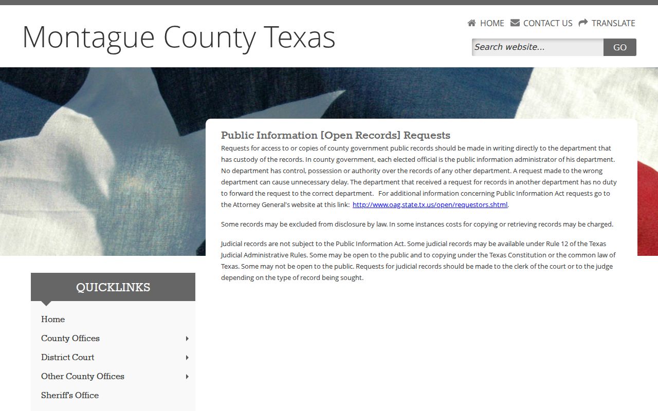 Montague County criminal records open-records guidance